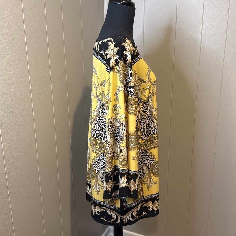Z Joseph Ribkoff Women’s 12 Top Yellow Black Wide Sleeve Key Stretchy - Picture 4 of 7